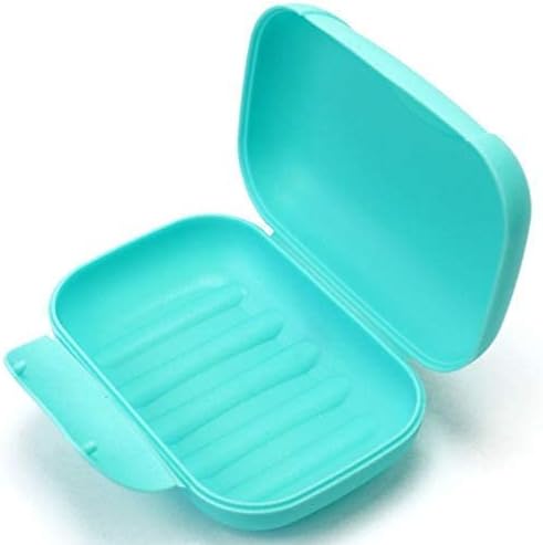 2 Pcs Plastic Soap Case Holder Container Box Home Outdoor Hiking Camping Travel Blue & Lime Green