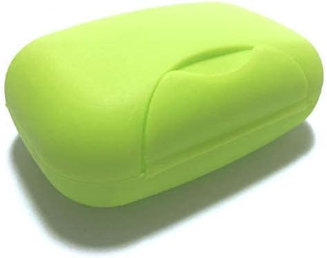 2 Pcs Plastic Soap Case Holder Container Box Home Outdoor Hiking Camping Travel Blue & Lime Green