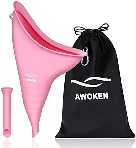 AWOKEN Female Urination Device, Reusable Silicone Female Urinal Women Pee Funnel Women to Pee Standing Up, Female Urinal with Drawstring Bags for Travel and Outdoor Camping