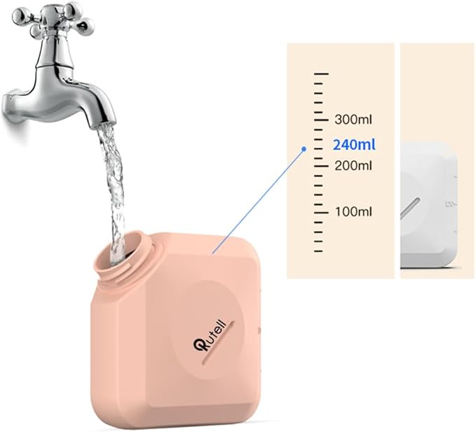 Portable Bidet Spray for Women & Men - Compact, Easy to Use, 360° Rotating Nozzle - Ideal for Hygiene, Bidet Attachment for Toilet - Pink/Gray/Black - 240ML Capacity (Pink)