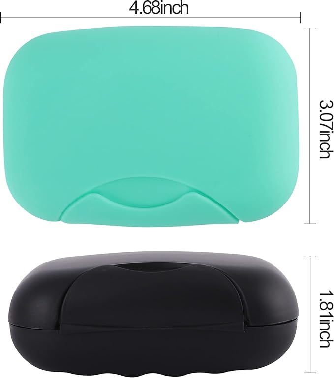 2 Pcs Plastic Soap Case Holder Container Box Home Outdoor Hiking Camping Travel Blue & Black