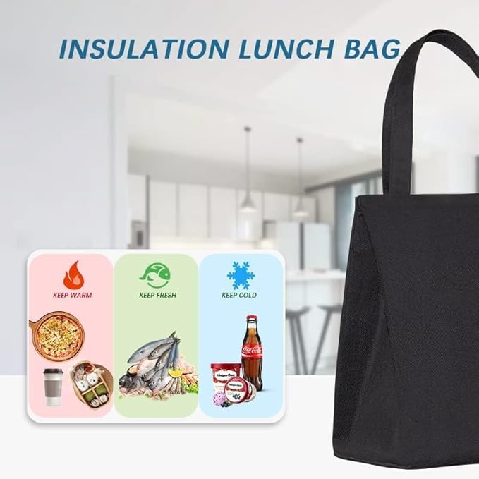iknoe Lunch Bag Insulated Lunch Bags for Women & Men,9L Reusable Lunch Tote, Portable Adult Thermal Large Lunch Cooler for Work Picnic Beach (PureBlack)