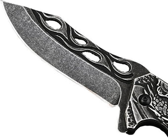 3D embossed folding knife, outdoor knife for camping, barbecue, fishing, cutting (Dragon Sword)