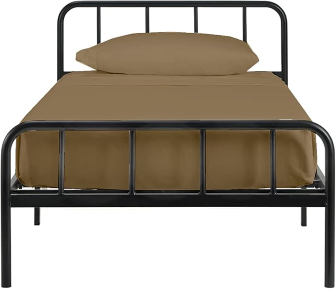 4-PC Cot Size Sheets Set - 32x75, 100% Cotton Fitted Sheet - Perfect for Narrow Twin/Rv Bunk/Camping Cot/Guest Bed Replacement, Fits Upto 4-8" Deep Mattress - Taupe Solid