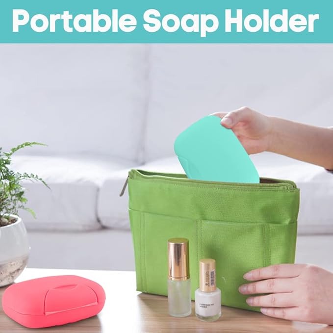 2 Pcs Plastic Soap Case Holder Container Box Home Outdoor Hiking Camping Travel Blue & Pink
