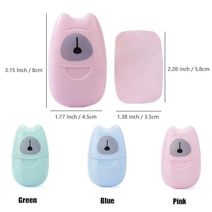3 Boxs (150 Sheets) Mini Portable Travel Soap Paper Sheets Disposable Hand Washing Bath Scented Paper Soap for Outdoor, Camping Hiking (Colorful)
