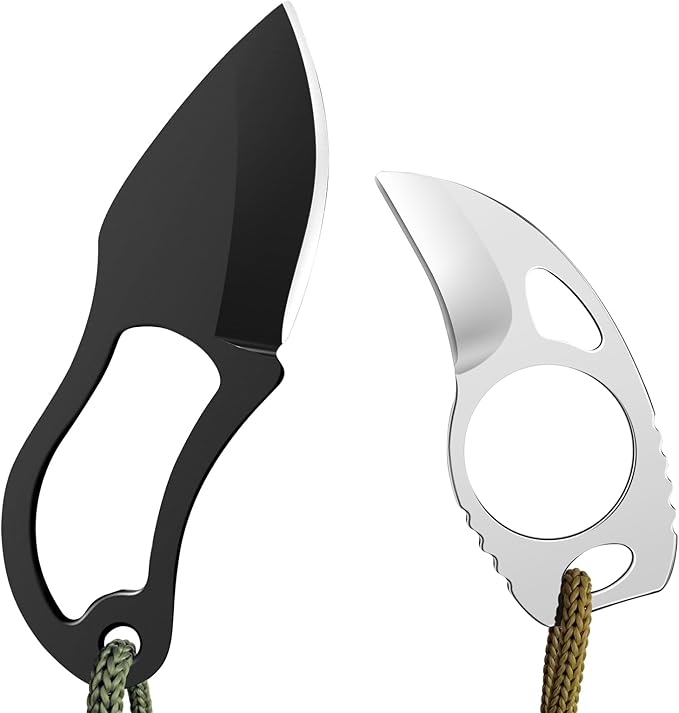 2PCS EDC Utility Mini Pocket Knife with Sheath and Rope, Ultra Small Tactical Fixed Blade Knife Cute Box Cutter, Perfect for Outdoor Camping, Survival, Hiking, Gifts for Men and Women