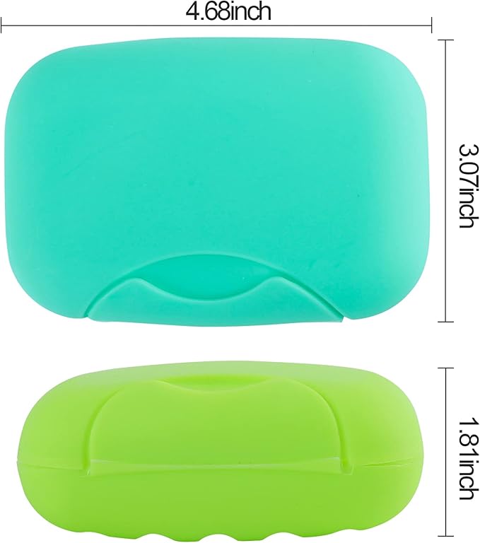 2 Pcs Plastic Soap Case Holder Container Box Home Outdoor Hiking Camping Travel Blue & Lime Green