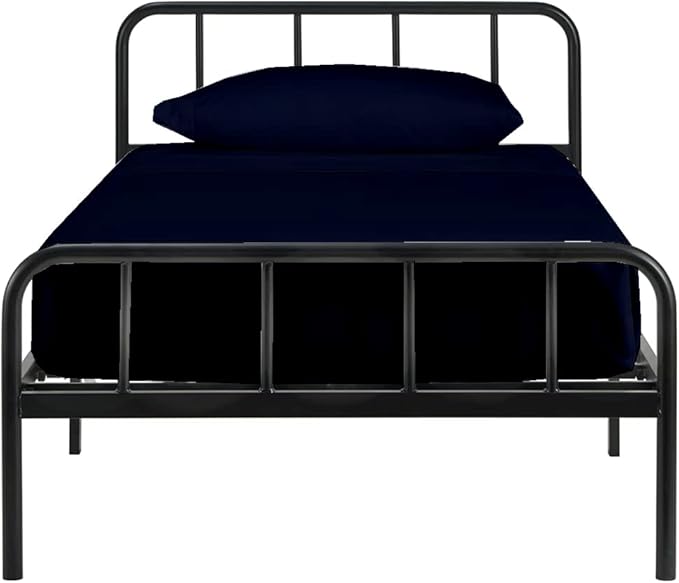 4-PC Cot Fitted Sheet 30x80, 100% Cotton - Perfect for Narrow Twin/RV Bunk/Camping Cot/Guest Bed Replacement, Fits Upto 4-8" Deep Mattress - Navy Blue Solid