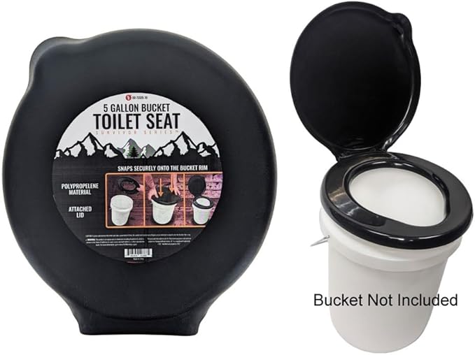 SE Portable Black Plastic Toilet Seat Lids, Fits a 5 Gallon Bucket, Great for Camping, Outdoor Activities, or for Emergencies