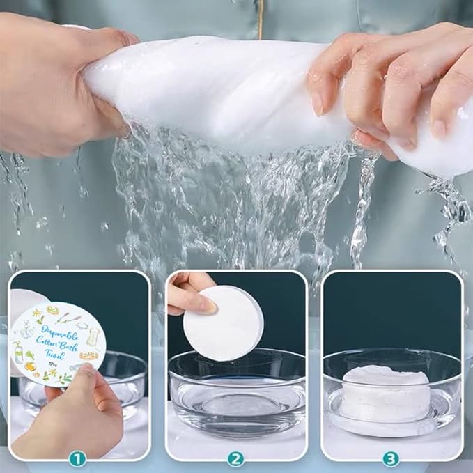 5 PCS Compressed Bath Towels, Pure Cotton Portable Bath Towel, Cotton Bath Towel, Portable Light and Reusable Suitable for Hiking Camping Beach Swimming and Traveling(24x27in)