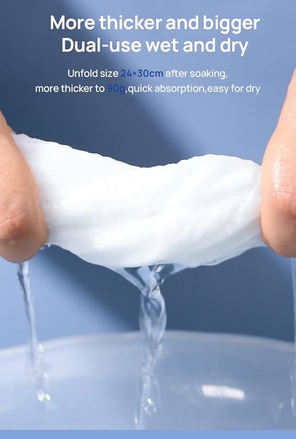 24pcs Cotton Plus Thickened Compressed Towel Mini Compressed Towel Disposable Portable Cleansing Wipe Face Wash Towel Reusable (Expand 9.9 x 11.8 inches)
