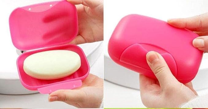 2 Pcs Plastic Soap Case Holder Container Box Home Outdoor Hiking Camping Travel Rose