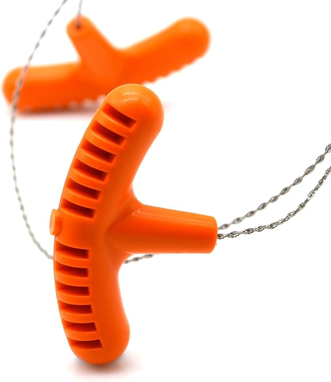 2PCS Rescue Cable Wire Hunting Fishing Hiking Camping Saw Wire Survival Chain Saw with Orange Handles Piscator Zone Outdoor Equipments