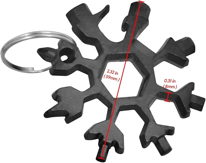 2 PCS 18-in-1 Snowflake Multitool Portable Octagonal Wrench Tool for Household maintenance Outdoor Travel Camping (Sliver + Black)