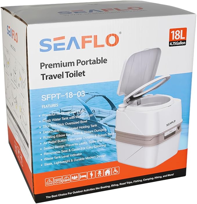 SEAFLO 2.6 Gallon (12L) Premium Portable Travel Toilet