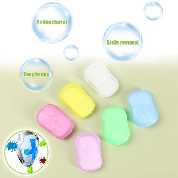 Pack of 12 Sets Travel Camping Hiking Washing Hand Bath Toiletry Sheets Paper Soap Slide Foaming Box (Color May Vary)