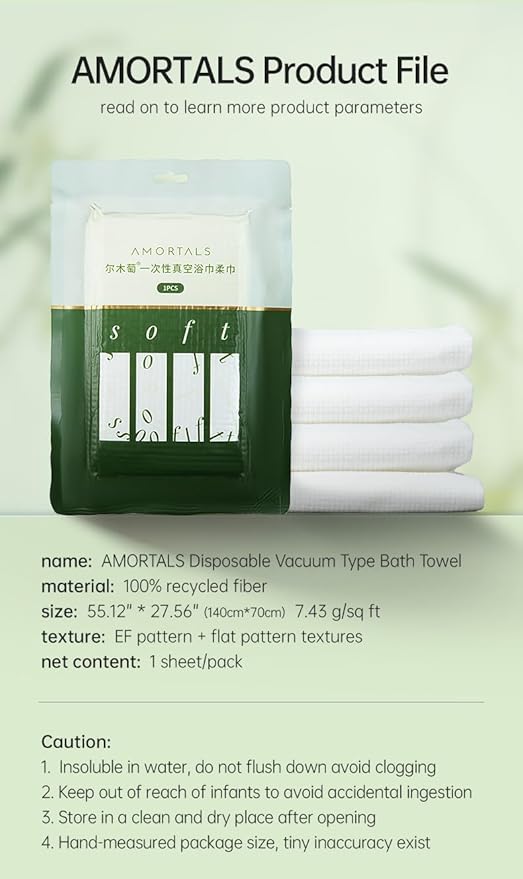 6 Packs Large Compressed Towel, 55.12'' x 28'' Disposable Cotton Bath Towels, Portable Thick Cotton Towel Reusable Suitable for Hiking Camping Beach Swimming and Traveling