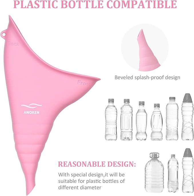 AWOKEN Female Urination Device, Reusable Silicone Female Urinal Women Pee Funnel Women to Pee Standing Up, Female Urinal with Drawstring Bags for Travel and Outdoor Camping