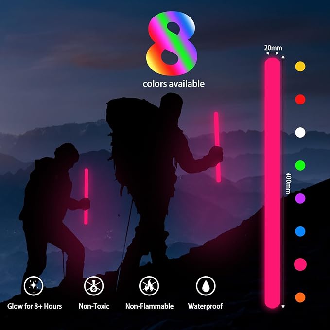 16 Inch Industry Grade Glow Sticks Bulk 5 PCS Bright Jumbo Light Sticks Glow in The Dark Emergency Huge Glow Sticks for Camping,Hiking,Hurricane, Earthquake, Survival Kit Accessories