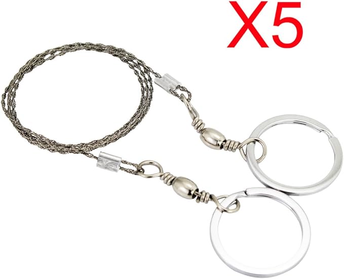 5 Pairs Survival Saw Wire Saws Universal Saw Camping Saw, Commando Wire Saw Bulk,Ideal for Survival Kits