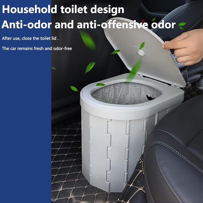 Portable Foldable Camping Toilet for Home, Car, and Camping (Black)