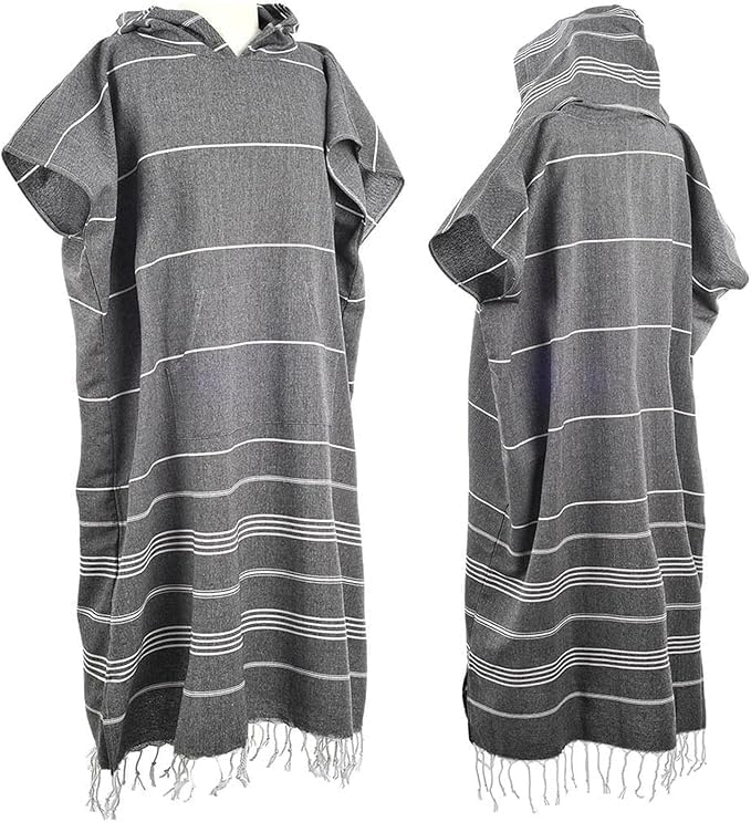 1pcs Large Turkish Cotton Poncho Towel Surf Poncho Changing Towel Robe with Hood and Front Pocket Absorbent Wearable Towel Hooded Beach Towel for Adult Man Women Surf Beach Pool and Swim (pink, L)