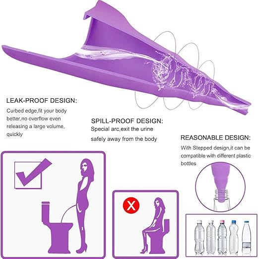 8 PCS Portable Reusable Women's Outdoor Standing Pee Silicone Funnel, for Outdoor, Activities Camping Trips, Hiking Gear, Traffic Jams and Queues