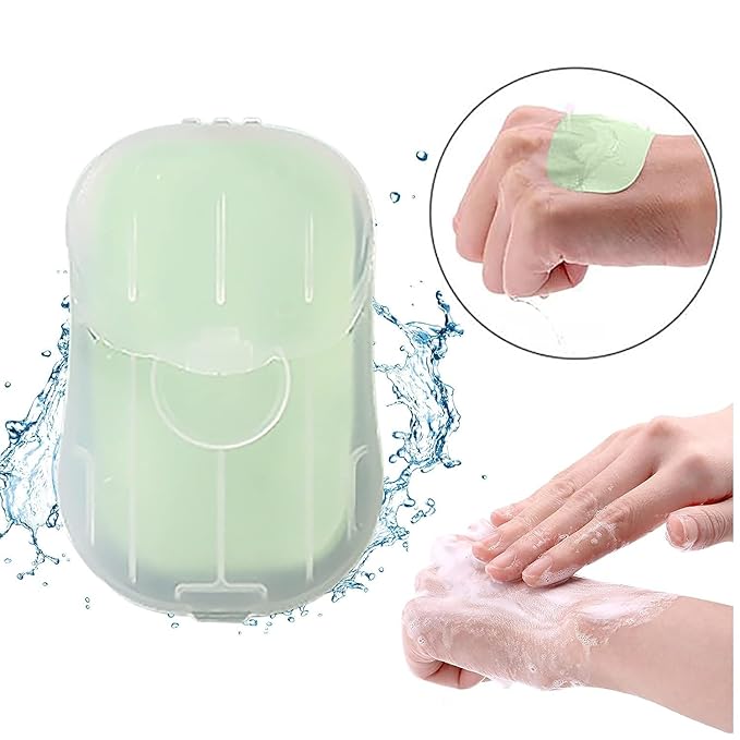 6 Box Green Portable Soap Sheets, Mini Portable Travel Soap Paper Sheets Disposable Water Soluble Hand Washing Bath Scented Paper Soap for Outdoor, Camping Hiking, Personal Care