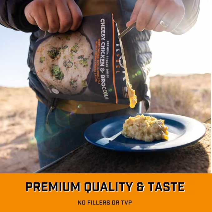 Peak Refuel Cheesy Chicken & Broccoli | 2 Serving Pouch | Freeze Dried Backpacking and Camping Meals | Amazing Taste | Quick Prep Food (Case Pack)