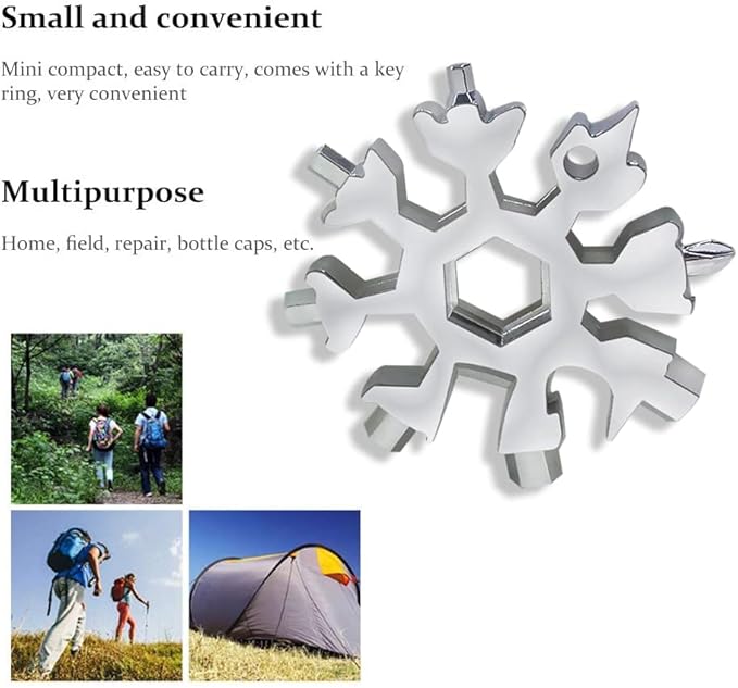 18-in-1 Snowflake Multi Tool Portable Stainless Steel Snowflake Bottle Opener/Flat Phillips Screwdriver Kit/Wrench Tools for Outdoor Camping Tool ,Christmas Gift (Black 1 PACK)