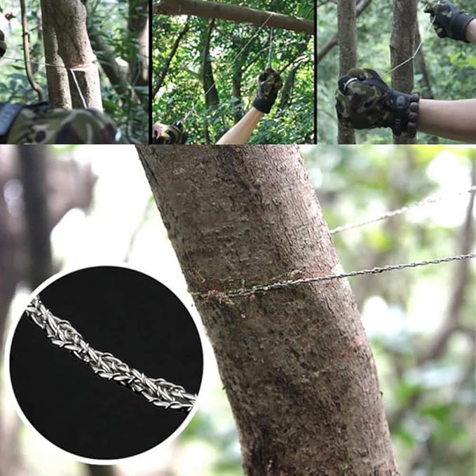 4 Pcak Wire Saw, 28'' Stainless Steel Serrated Cutting Cable, Stainless Steel Hand Pocket Wire Saw, Outdoor Tools for Trees Cutting, Backpacking Gear, Camping, Hunting, Hiking
