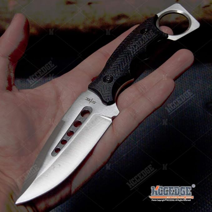 KCCEDGE BEST CUTLERY SOURCE Tactical Knife Hunting Knife Survival Knife Fixed Blade Knife Razor Sharp Edge Camping Accessories Camping Gear Survival Kit Survival Gear Tactical Gear 76162 (Silver)