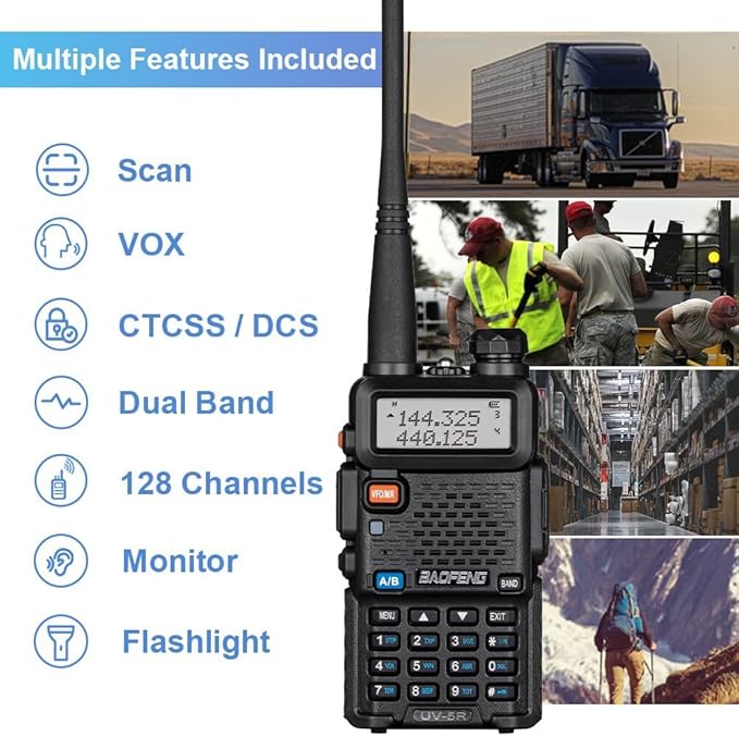 2 Pack BaoFeng UV-5R 8 Watt Ham Radio Handheld BaoFeng Radio with USB Charging Dual Band Ham Radio BaoFeng Walkie Talkie