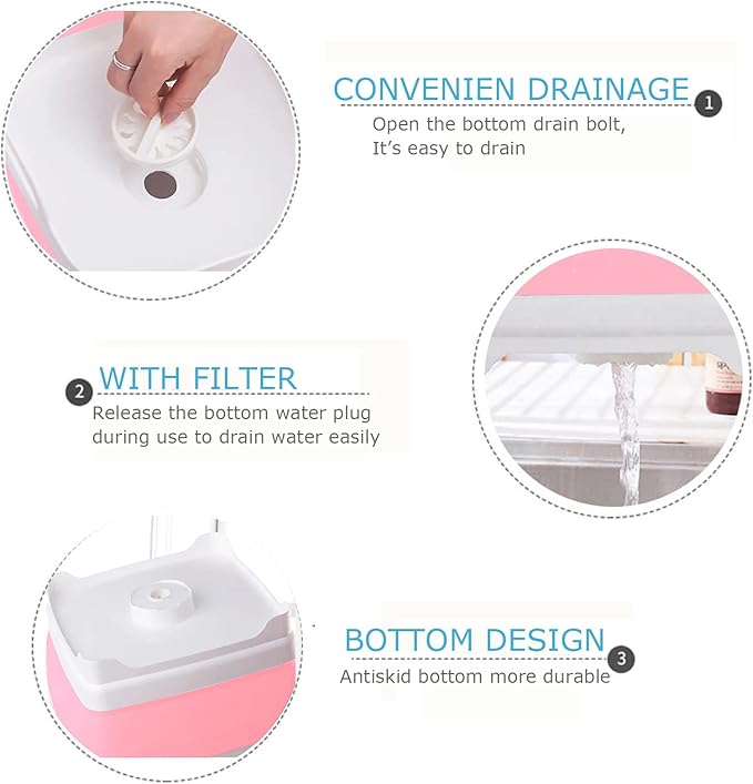 Dishpan for Washing Dishes,9L Collapsible Dish Tub Portable Sink,Wash Dish Basin,Foldable Laundry Tub,Washing Basin with Drain Plug,Dishpan for Kitchen Sink,Camping Dish Washing Tub,Pink
