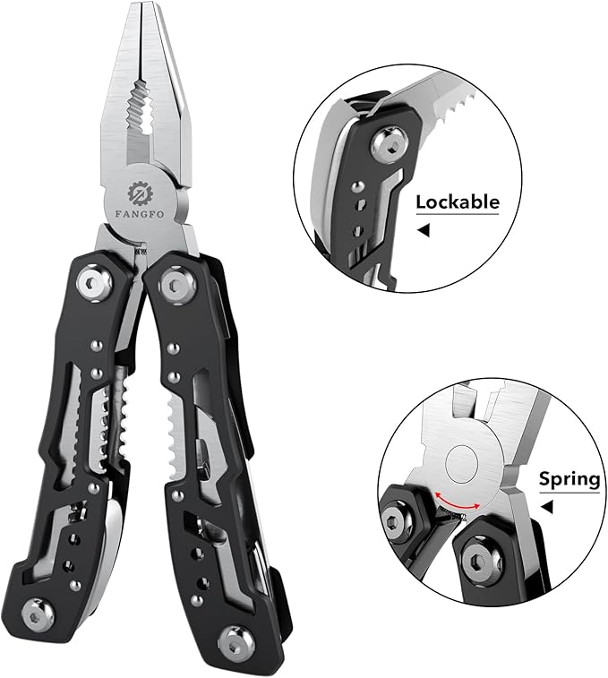14-In-1 Multitool with Safety Locking, Professional Stainless Steel Multitool Pliers Pocket Knife, Bottle Opener, Screwdriver with Nylon Sheath ,Apply to Survival,Camping, Hunting and Hiking