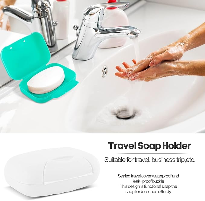 2 Pcs Plastic Soap Case Holder Container Box Home Outdoor Hiking Camping Travel Blue & Clear
