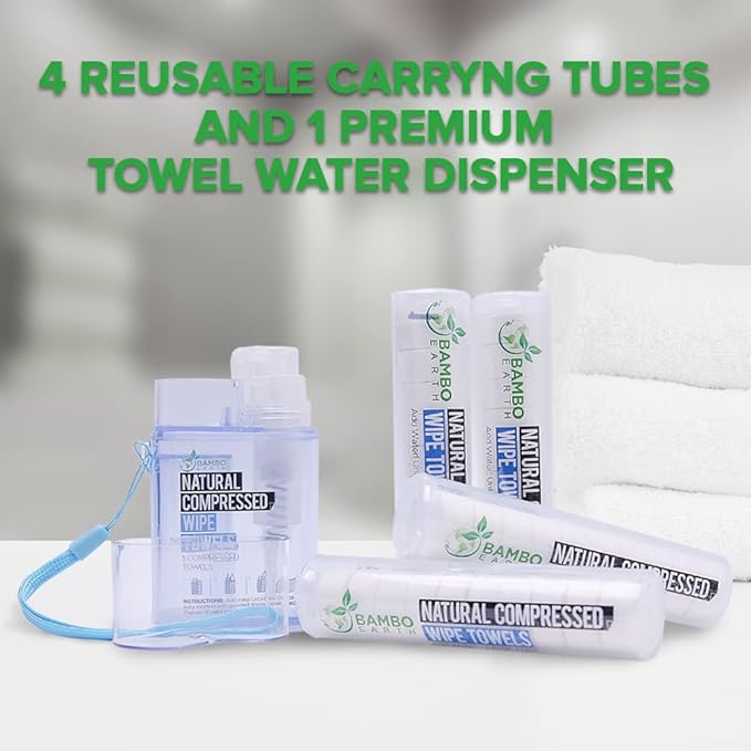 Compressed Towels Toilet Paper Tablets - Portable Compact Disposable Face Towel Wipes - Mini Coin Washcloth Tissues For Travel Camping Or Hiking + Reusable Water Tissue Dispenser (Cost Effective 500)