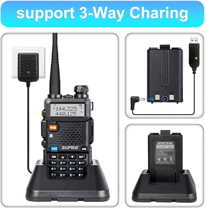 2 Pack BaoFeng UV-5R 8 Watt Ham Radio Handheld BaoFeng Radio with USB Charging Dual Band Ham Radio BaoFeng Walkie Talkie