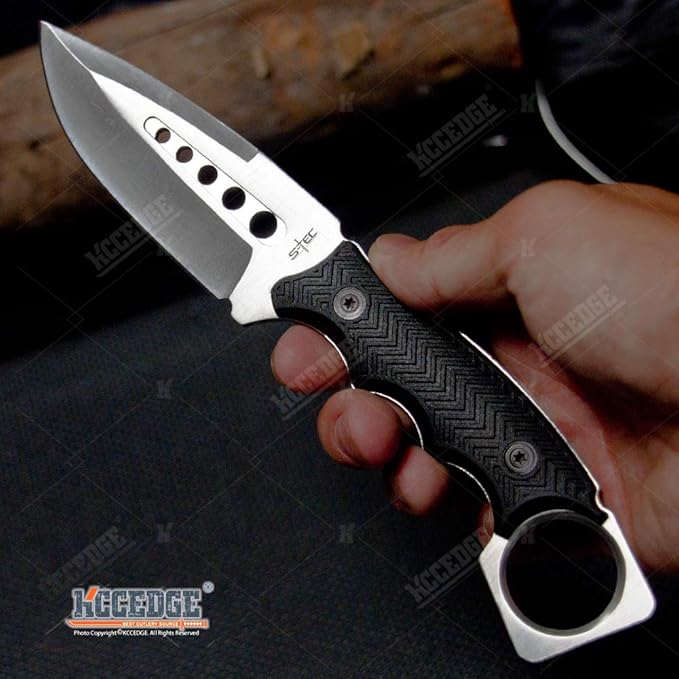 KCCEDGE BEST CUTLERY SOURCE Tactical Knife Hunting Knife Survival Knife Fixed Blade Knife Razor Sharp Edge Camping Accessories Camping Gear Survival Kit Survival Gear Tactical Gear 76162 (Silver)
