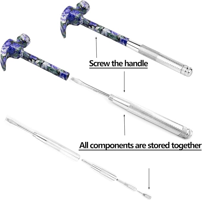 6-in-1 Multi-Tool Camping Hammer Set with Slotted/Flat Head Phillips Screwdriver for Mechanical Maintenance, Interior Decoration, Outdoor Adventures, Best Gift (purple)