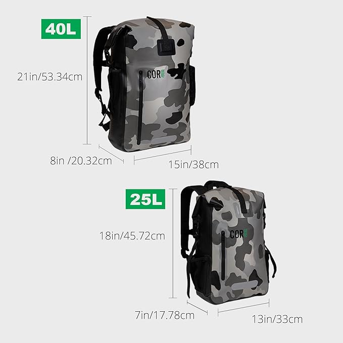 Waterproof Backpack with Laptop Sleeve | Heavy Duty Hiking, Kayak Dry Bag Backpack | Roll-Top Closure (40L Gray)