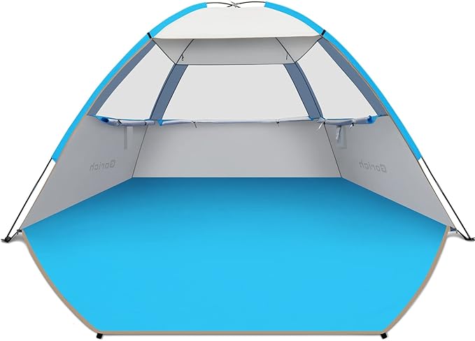Gorich Beach Tent Sun Shelter for 3/4-5/6-7/8-10 Person with UPF 50+ UV Protection, Lightweight & Easy Setup Beach Shade Canopy, Portable Beach Shade Tent Beach Cabana