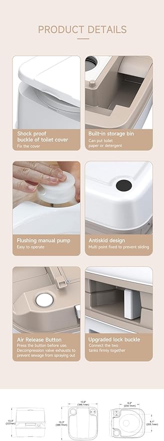 SEAFLO 2.6 Gallon (12L) Premium Portable Travel Toilet
