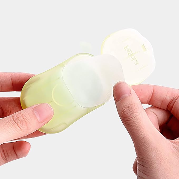 2 Packs (100 Sheets) Mini Portable Disposable Travel Paper Soap Sheets Foaming Hand Washing Bath Scented Paper Soap hand soap for Indoor, Outdoor, Travel, Camping Hiking