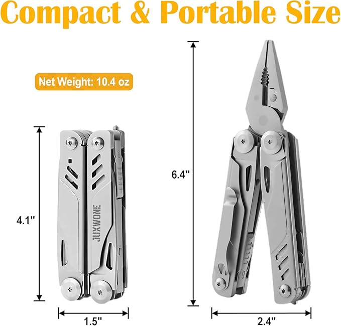 18-in-1 Multitool Pocket Size, Pliers with Knives, Scissors, Wire Cutter, Saw, Bottle Opener, Excellent Stainless Steel, Unique Gift, Essential Gear for Camping, Hiking, Fishing, Outdoor, DIY, EDC