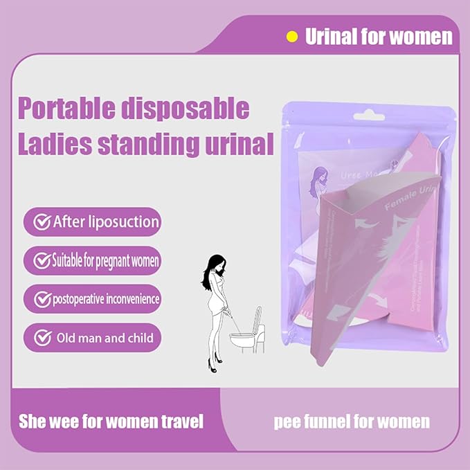 30 Pieces of Pee Funnel for Women, Portable Disposable Urinal for Women, sheweenie Female Urinal for Travel, Waterproof Female Urinal Funnel Suitable for Camping, Hiking, Injury, Pregnancy