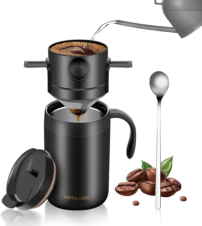 16oz Camping Coffee Maker Pour Over Coffee Maker Set,Camp Pour Over Set,Portable Coffee Kit for Travel, Camping, Offices, Backpacking