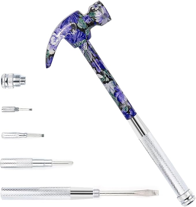 6-in-1 Multi-Tool Camping Hammer Set with Slotted/Flat Head Phillips Screwdriver for Mechanical Maintenance, Interior Decoration, Outdoor Adventures, Best Gift (purple)
