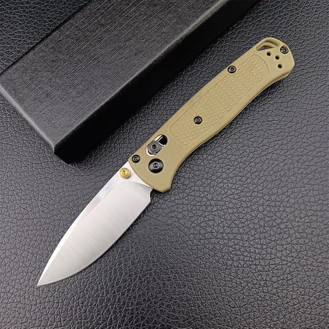 6.5In Thumb Mini Folding Pocket Knife, EDC Lightweight Manual Studs Open Stain Blade Plain Edge Fiberglass Handle With Belt Clip,Gift for Man (Khaki)